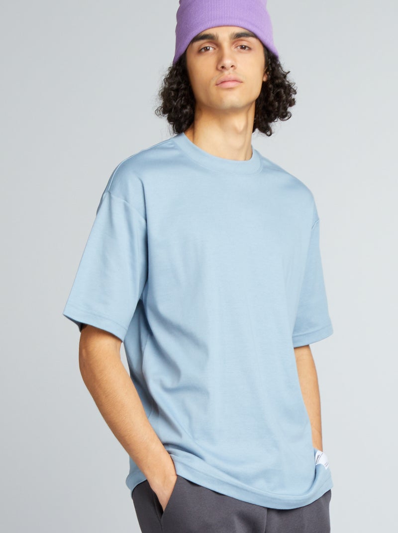 Camiseta de algodón con cuello redondo AZUL - Kiabi