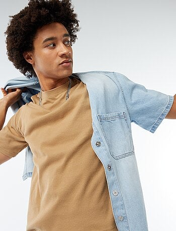 Camiseta de algodón con cuello redondo