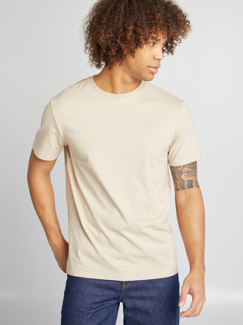 Camiseta de algodón con cuello redondo - Kiabi