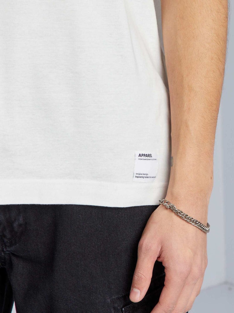 Camiseta de algodón con cuello redondo BLANCO - Kiabi