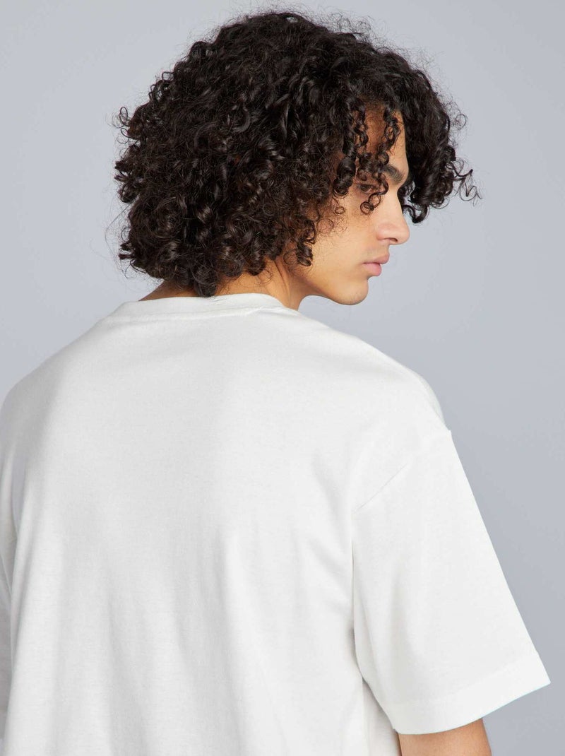 Camiseta de algodón con cuello redondo BLANCO - Kiabi