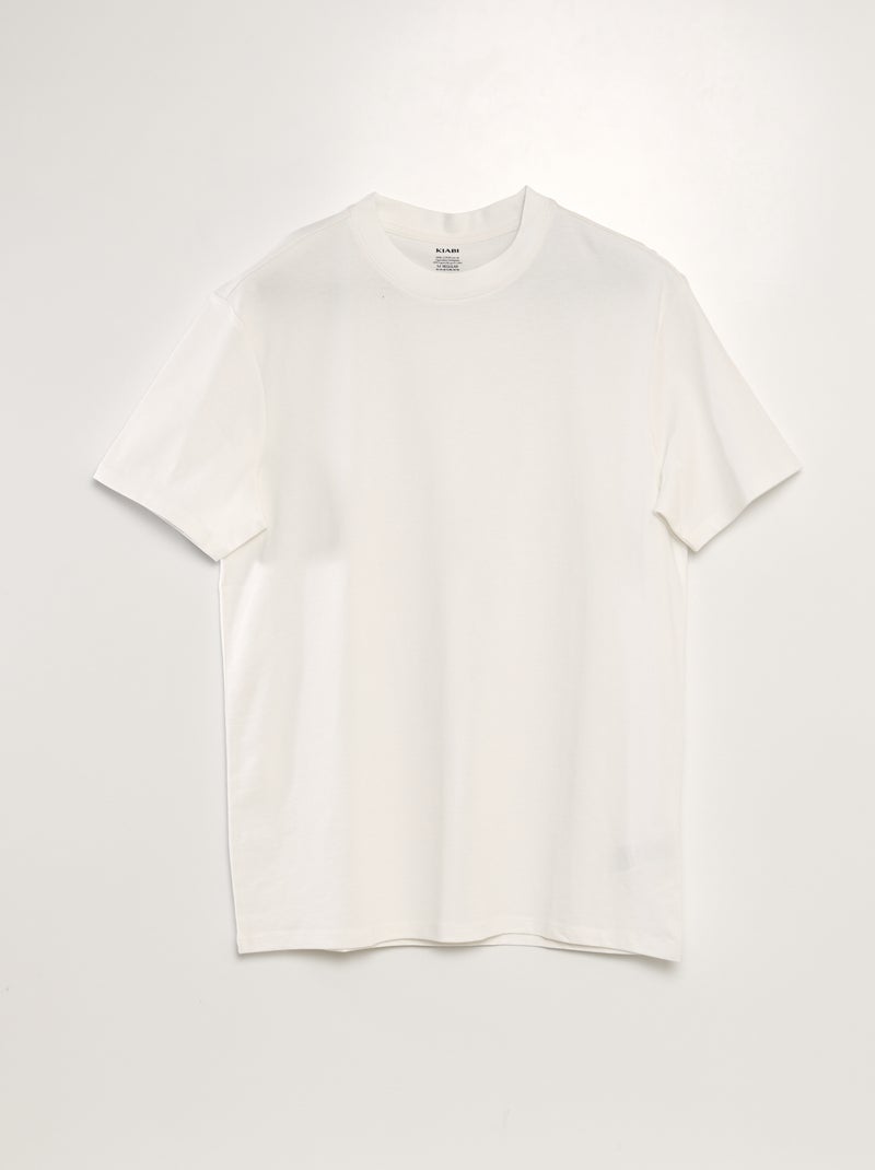 Camiseta de algodón con cuello redondo BLANCO - Kiabi