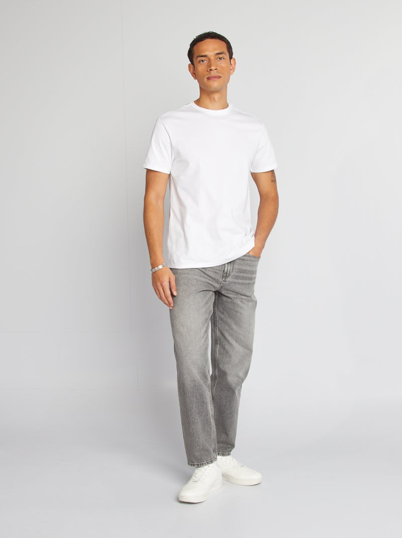 Camiseta de algodón con cuello redondo blanco - Kiabi