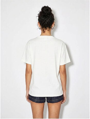 Camiseta de algodón con cuello redondo bordada lucci
