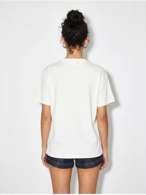 Camiseta de algodón con cuello redondo bordada lucci - Kiabi