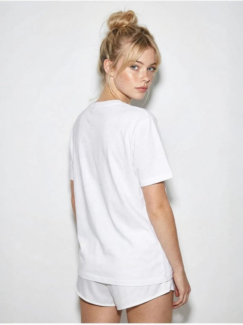 Camiseta de algodón con cuello redondo bordada lucci - Kiabi