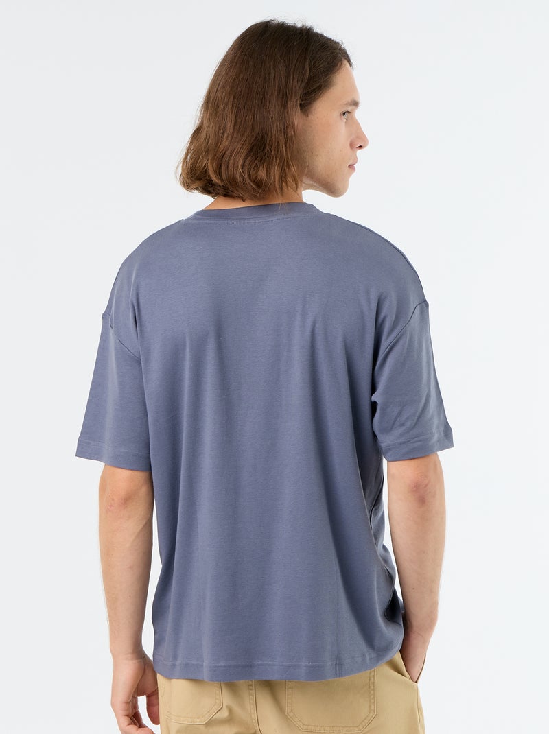 Camiseta de algodón con cuello redondo Gris - Kiabi
