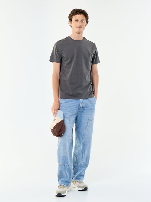 Camiseta de algodón con cuello redondo - Kiabi Camiseta de algodón con cuello redondo - Kiabi