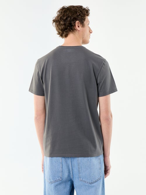 Camiseta de algodón con cuello redondo - Kiabi Camiseta de algodón con cuello redondo - Kiabi