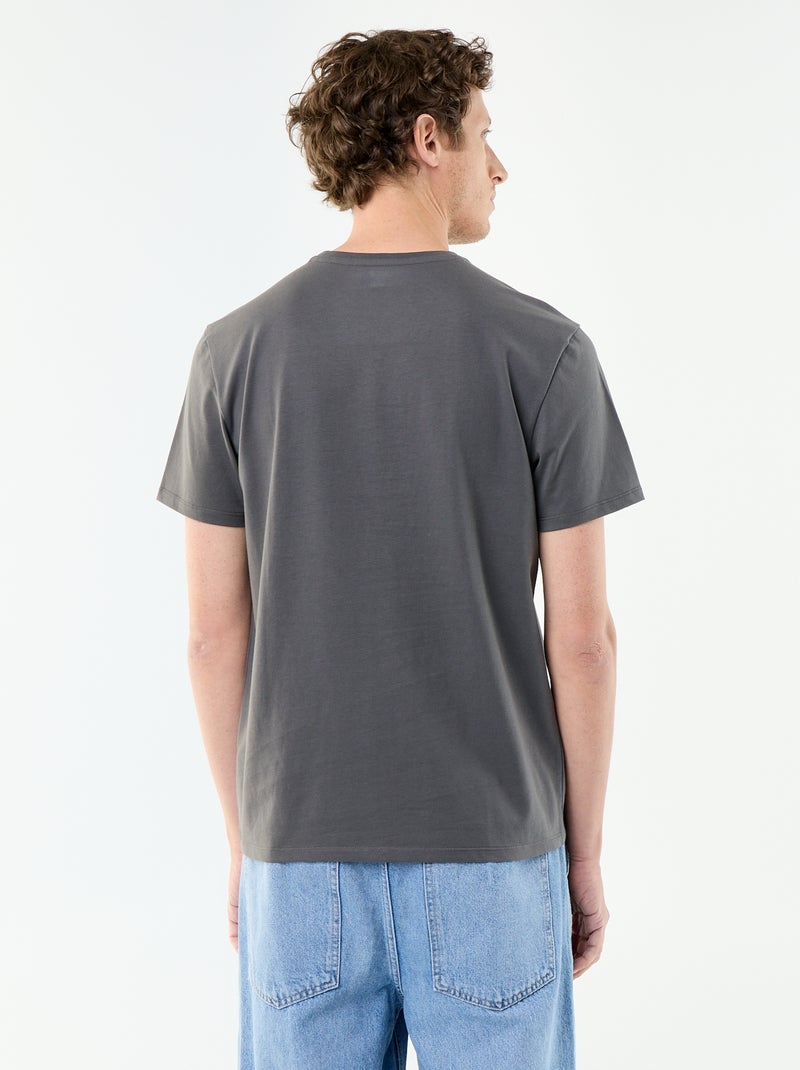 Camiseta de algodón con cuello redondo Gris - Kiabi