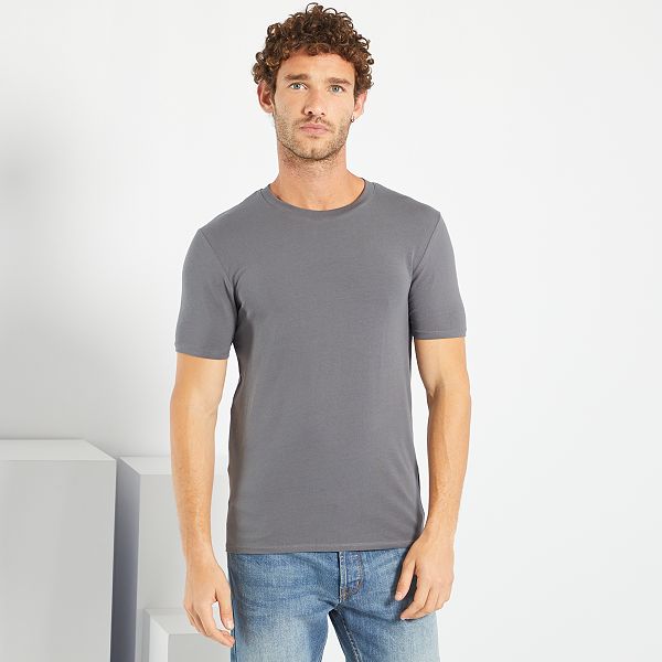 Camiseta de algodón con cuello redondo Hombre talla S-XXL - GRIS - Kiabi -  6,00€