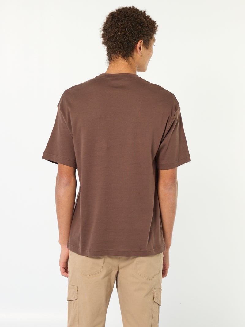 Camiseta de algodón con cuello redondo Marron - Kiabi