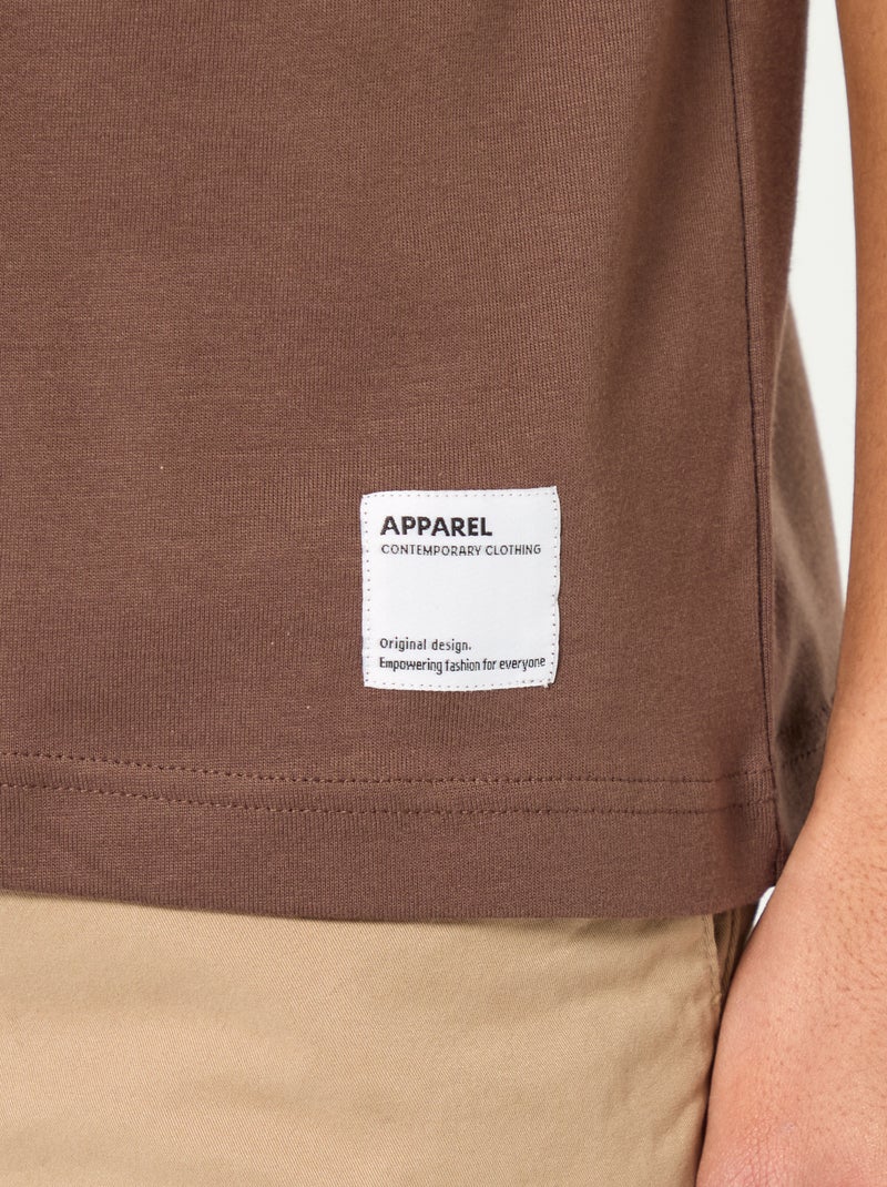 Camiseta de algodón con cuello redondo Marron - Kiabi
