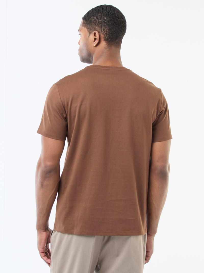 Camiseta de algodón con cuello redondo Marron - Kiabi