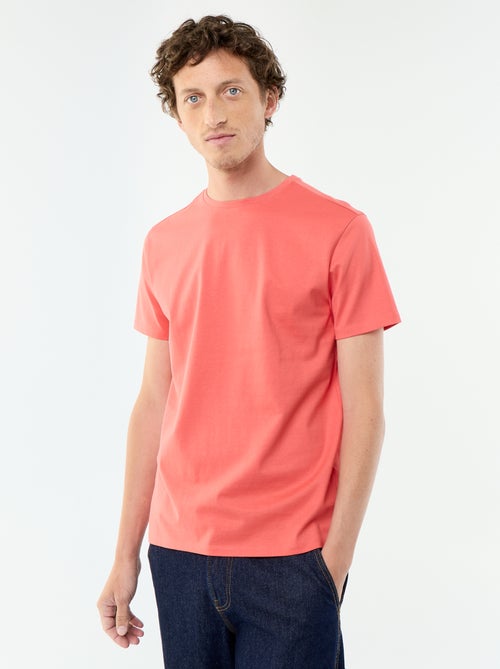 Camiseta de algodón con cuello redondo - Kiabi Camiseta de algodón con cuello redondo - Kiabi