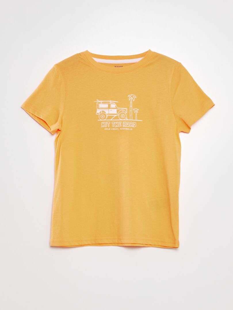 Camiseta de algodón con cuello redondo NARANJA - Kiabi