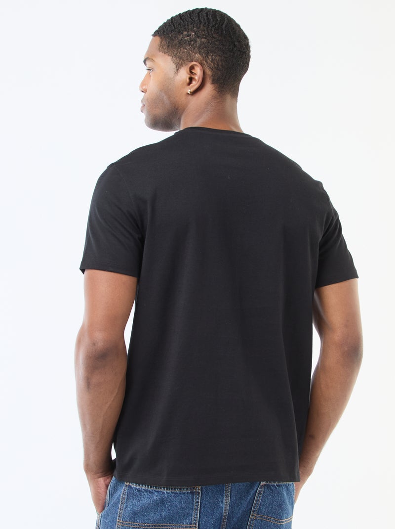Camiseta de algodón con cuello redondo Negro - Kiabi