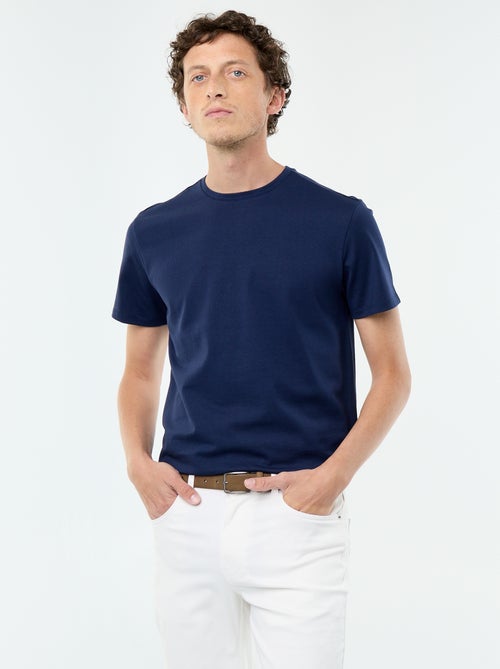 Camiseta de algodón con cuello redondo - Kiabi Camiseta de algodón con cuello redondo - Kiabi