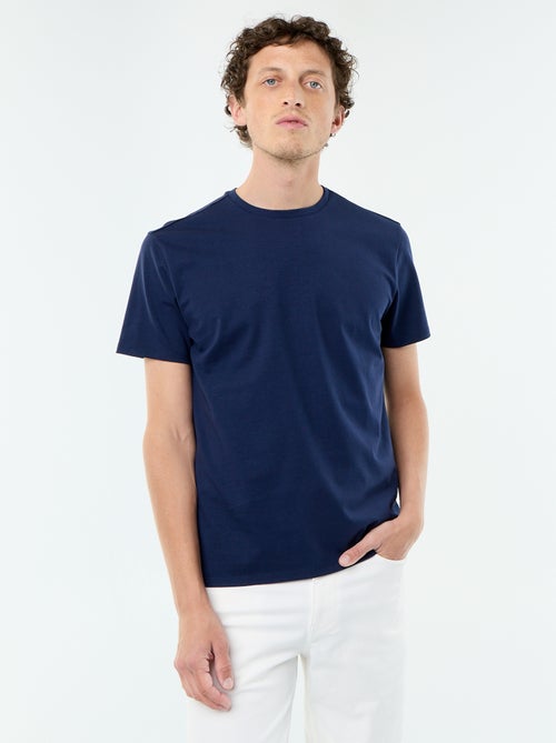 Camiseta de algodón con cuello redondo - Kiabi Camiseta de algodón con cuello redondo - Kiabi