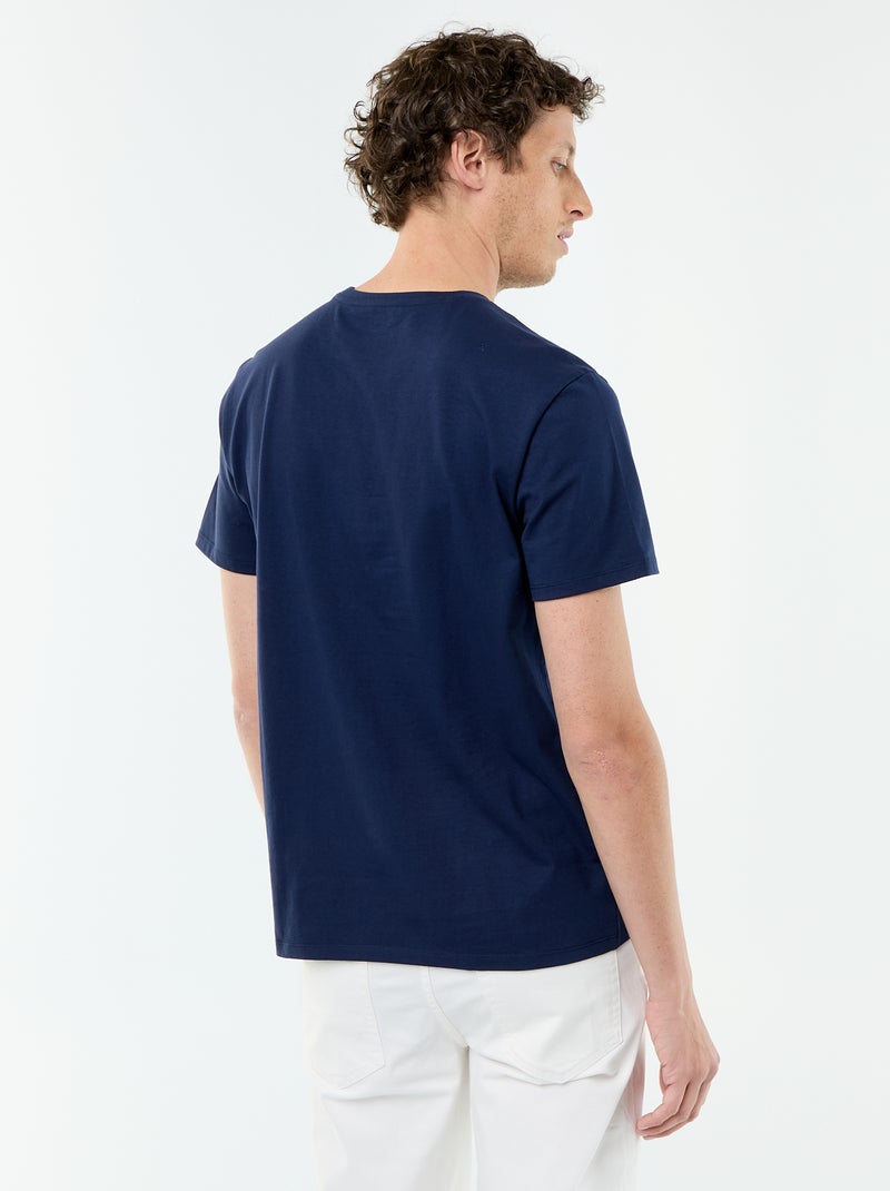 Camiseta de algodón con cuello redondo Negro - Kiabi