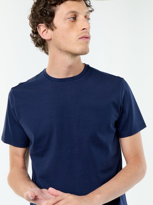 Camiseta de algodón con cuello redondo - Kiabi Camiseta de algodón con cuello redondo - Kiabi