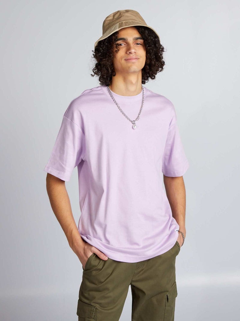 Camiseta de algodón con cuello redondo PURPURA - Kiabi