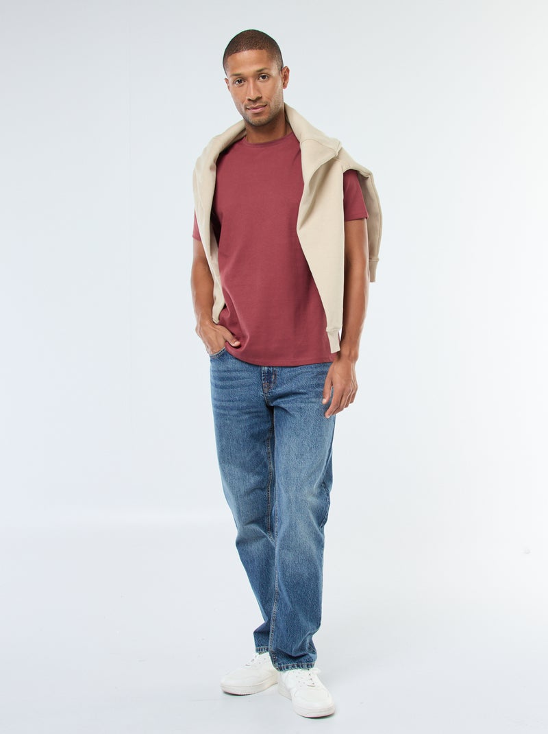 Camiseta de algodón con cuello redondo Rojo - Kiabi