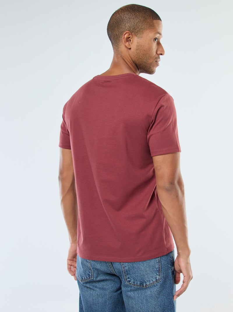 Camiseta de algodón con cuello redondo Rojo - Kiabi
