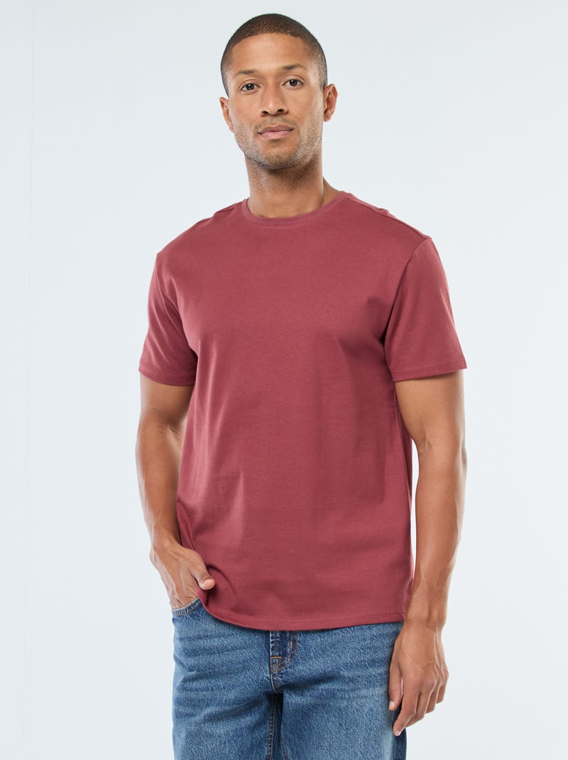 Camiseta de algodón con cuello redondo Rojo - Kiabi