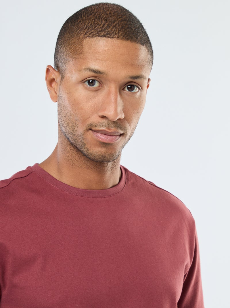 Camiseta de algodón con cuello redondo Rojo - Kiabi