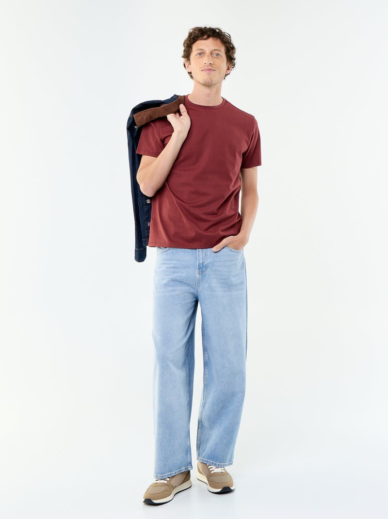 Camiseta de algodón con cuello redondo Rojo - Kiabi
