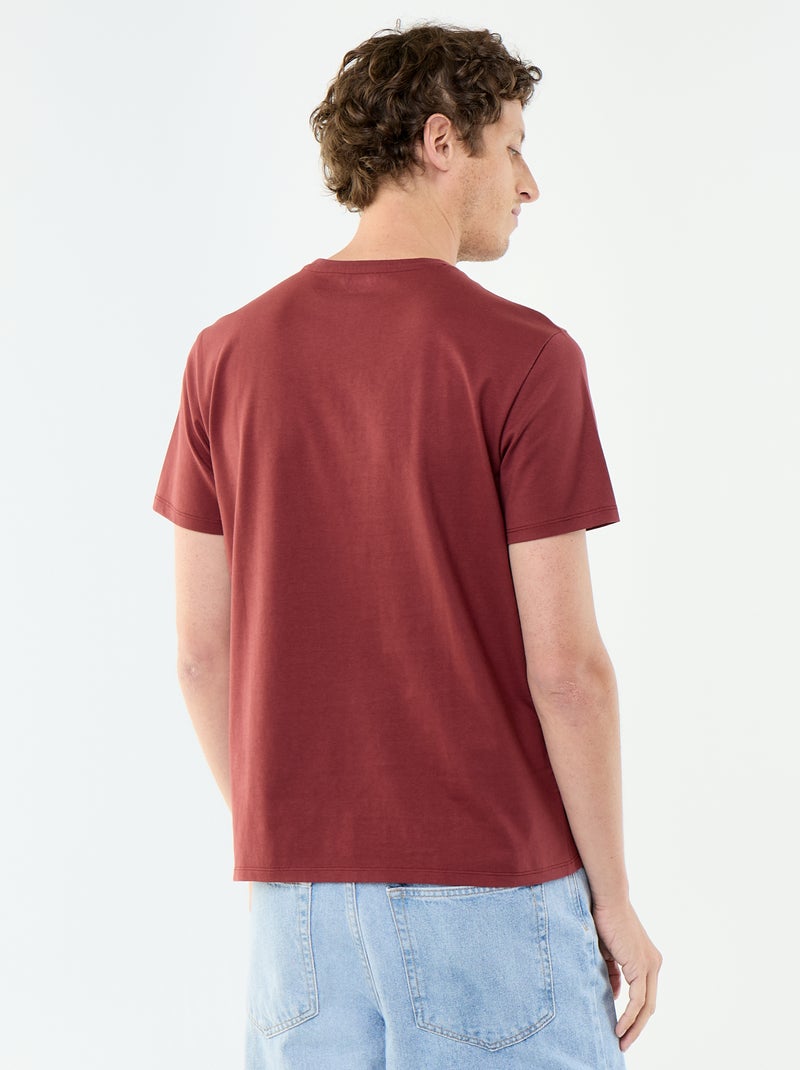 Camiseta de algodón con cuello redondo Rojo - Kiabi