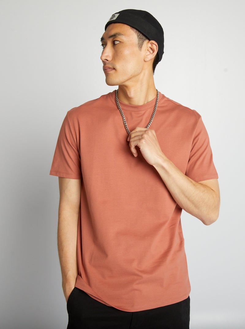 Camiseta de algodón con cuello redondo ROSA - Kiabi