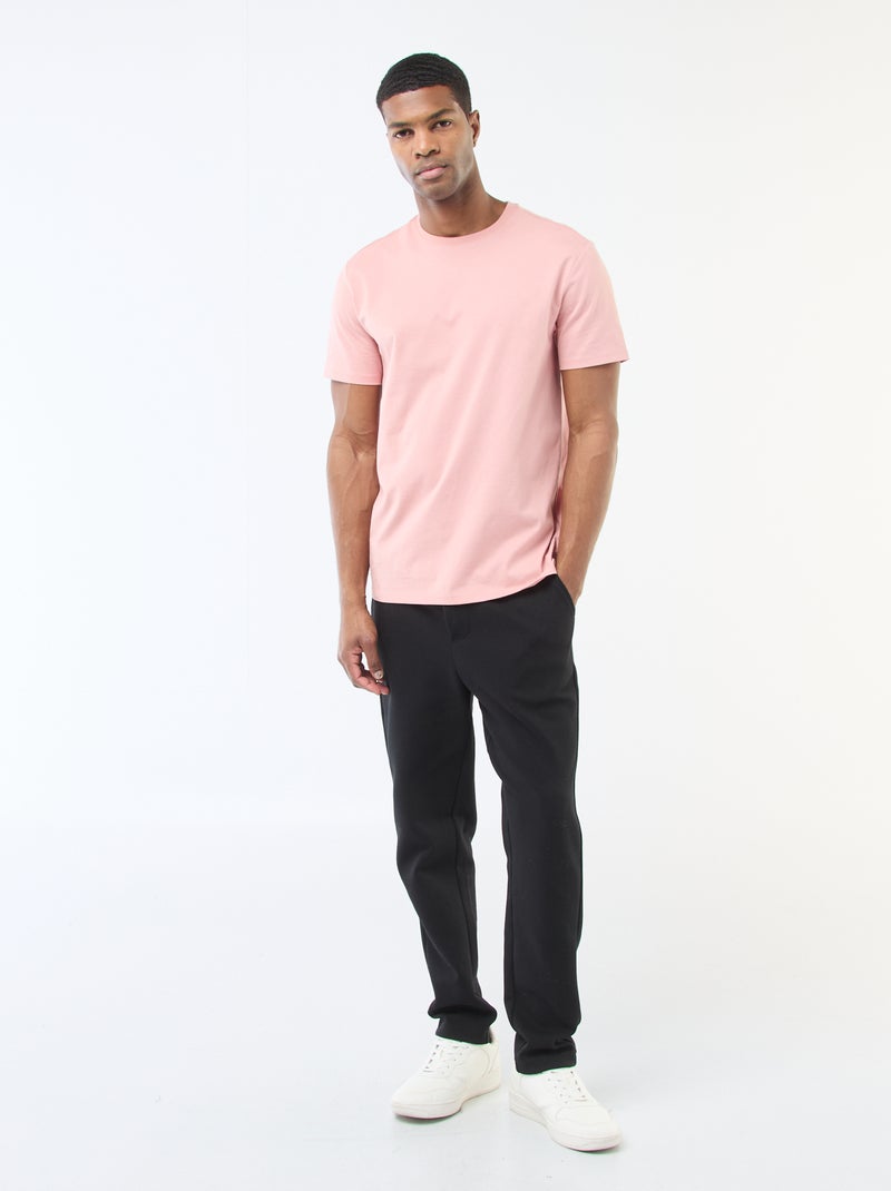 Camiseta de algodón con cuello redondo Rosa - Kiabi