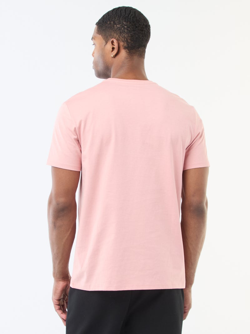 Camiseta de algodón con cuello redondo Rosa - Kiabi