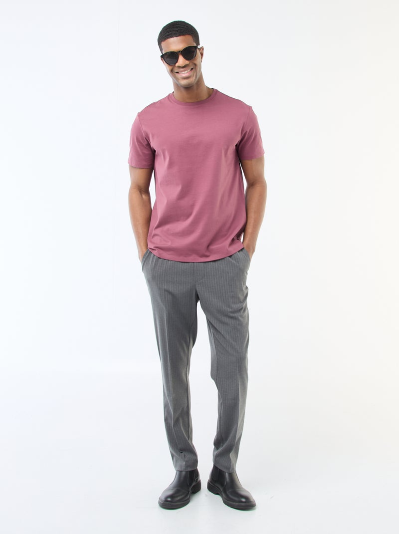 Camiseta de algodón con cuello redondo Rosa - Kiabi