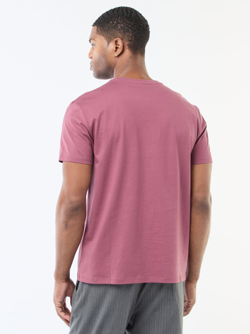 Camiseta de algodón con cuello redondo Rosa - Kiabi