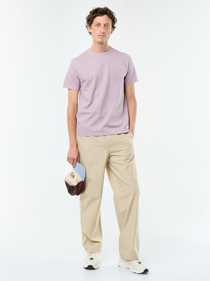 Camiseta de algodón con cuello redondo Rosa - Kiabi