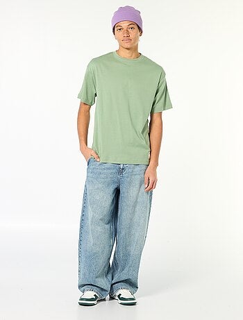 Camiseta de algodón con cuello redondo