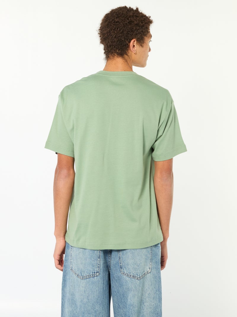 Camiseta de algodón con cuello redondo Verde - Kiabi
