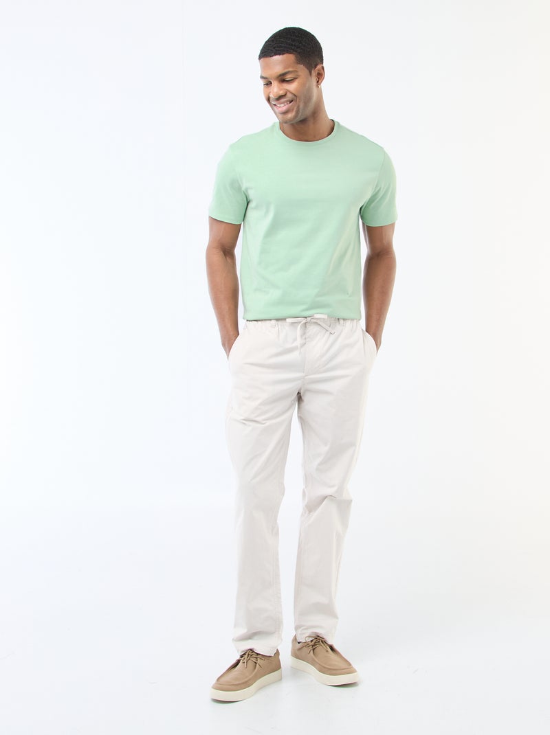 Camiseta de algodón con cuello redondo Verde - Kiabi