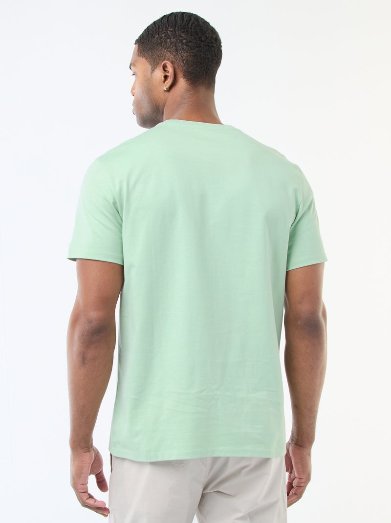 Camiseta de algodón con cuello redondo Verde - Kiabi
