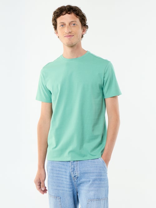 Camiseta de algodón con cuello redondo - Kiabi Camiseta de algodón con cuello redondo - Kiabi