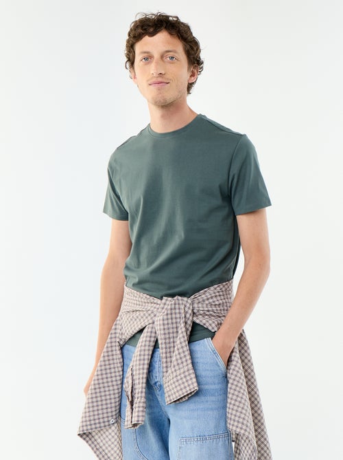 Camiseta de algodón con cuello redondo - Kiabi