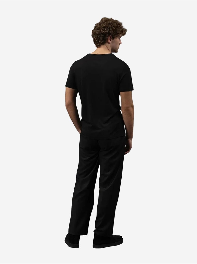 Camiseta de algodón con cuello redondo y corte entallado giesto Negro - Kiabi