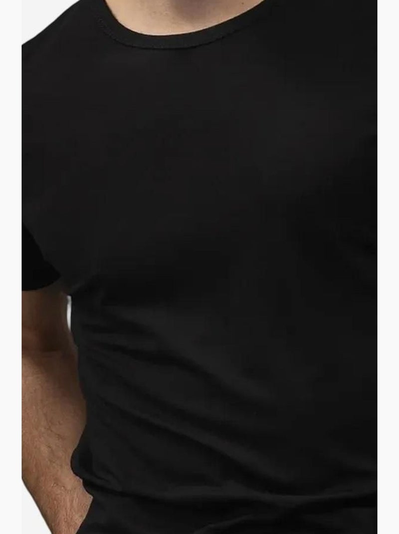 Camiseta de algodón con cuello redondo y corte entallado giesto Negro - Kiabi
