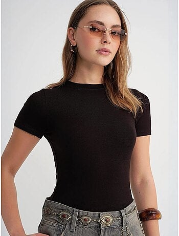 Camiseta de algodón con cuello redondo y corte entallado mixray