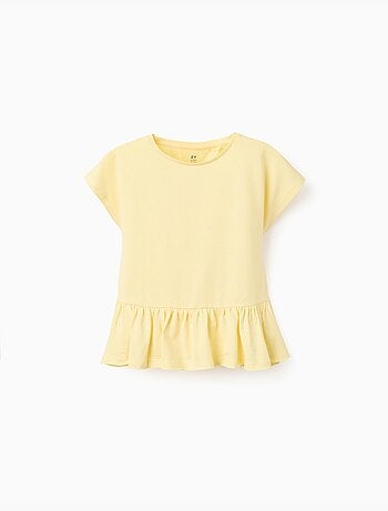Camiseta de algodón con dobladillo con volantes