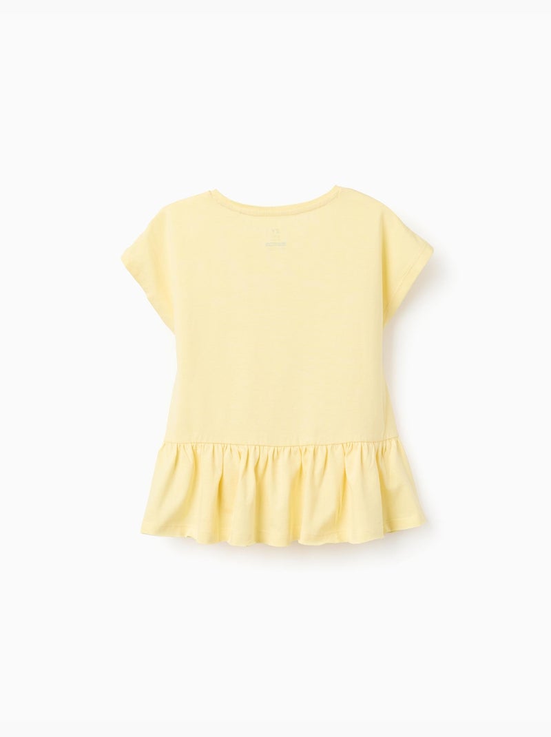 Camiseta de algodón con dobladillo con volantes Amarillo claro - Kiabi