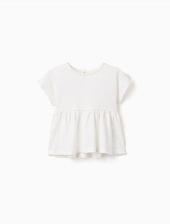 Camiseta de algodón con dobladillo con volantes